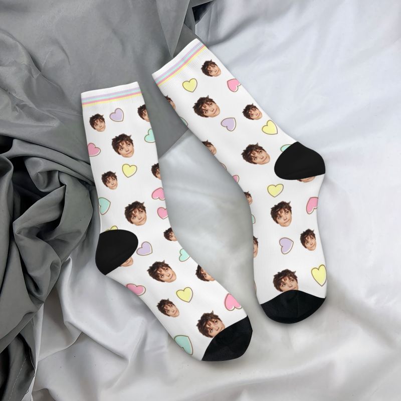 Customizable Face Socks Added Photo Printted Colorful Heart