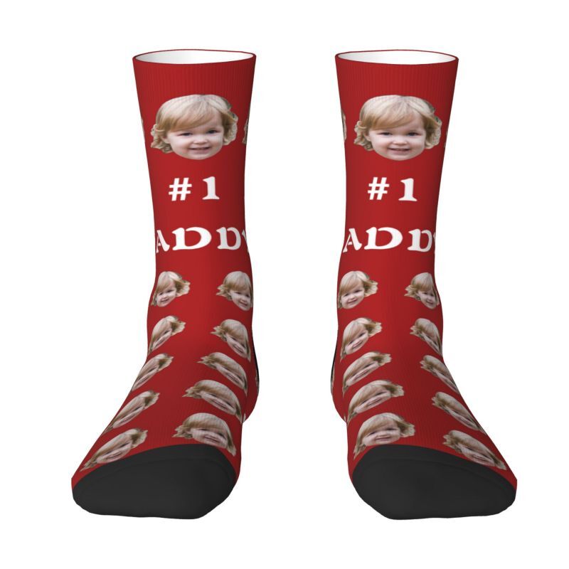Personalized Face Socks with Child Photos Added as a Father's Day Gift