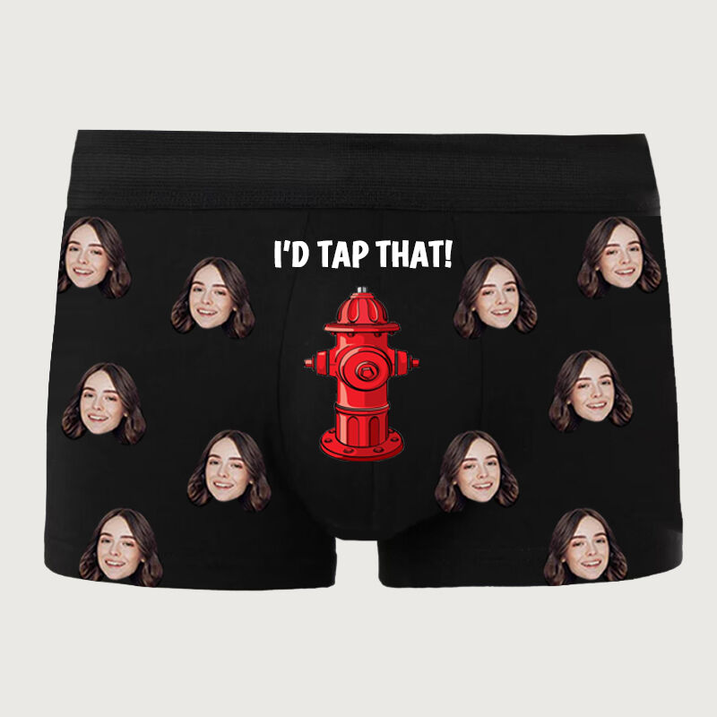 Personalized Photo Men's Underwear Boxer Briefs with Fire Hydrant Pattern Stylish Gift for Valentine's Day