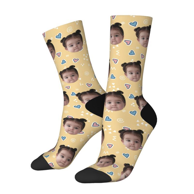 Customized Face Socks Printed with Children’s Photos for Mom