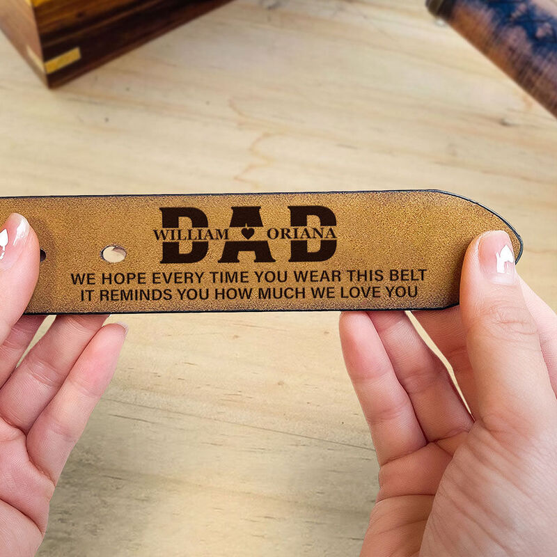 Personalized Genuine Leather Belt Men's Gift Engraved Name Belt Father's Day Gift for Dad