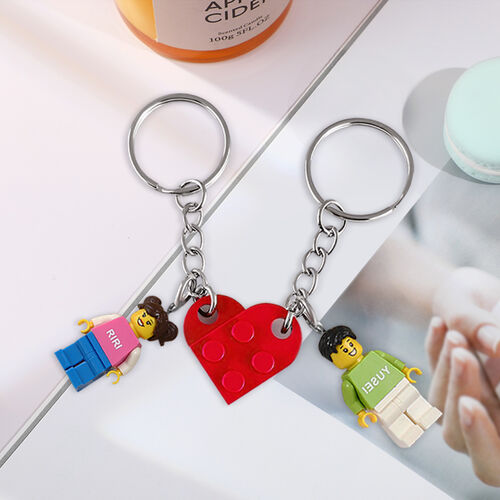 Personalized Minifigure Keychain With Heart-Shaped Building Blocks As A ...