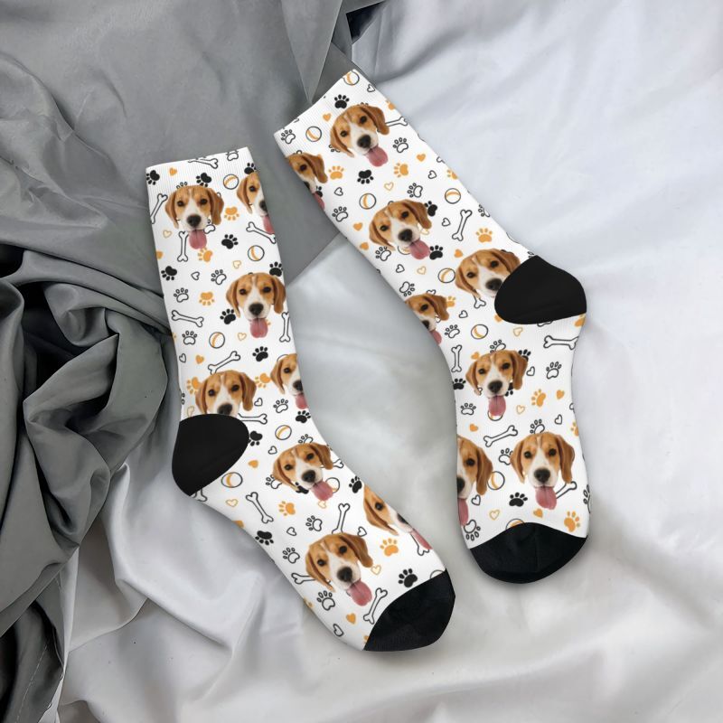 Customized Face Socks Pet Paw and Toy Print Gifts for Pet Lovers