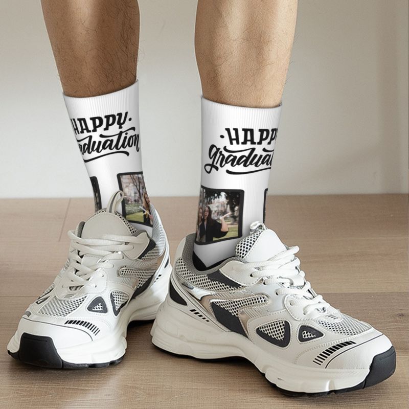 Custom Striped Face Socks 6 Colors Add Photo As Graduation Gift