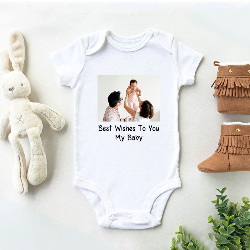 Personalized Baby Onesie Custom Photo Best Wishes To My Baby Unique Warm Baby Shower New Mom Gift