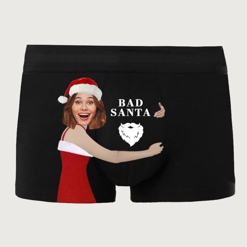 Personalized Picture Men's Underwear Boxer Briefs Interesting Christmas Gift "Bad Santa"