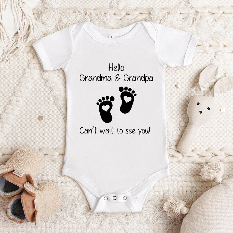 Personalized Baby Onesie Custom Message Cute Footprints Design Warm Baby Shower Gift for Family