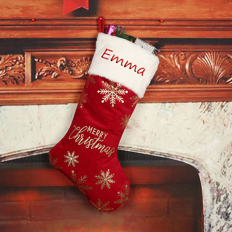 Personalized Red Merry Christmas Custom Name Christmas Sock