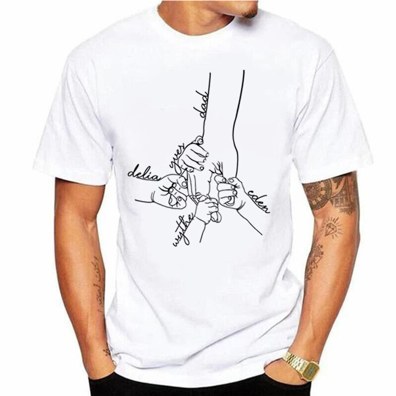 Personalized T-shirt Hold Your Hand with Custom Name for Best Dad