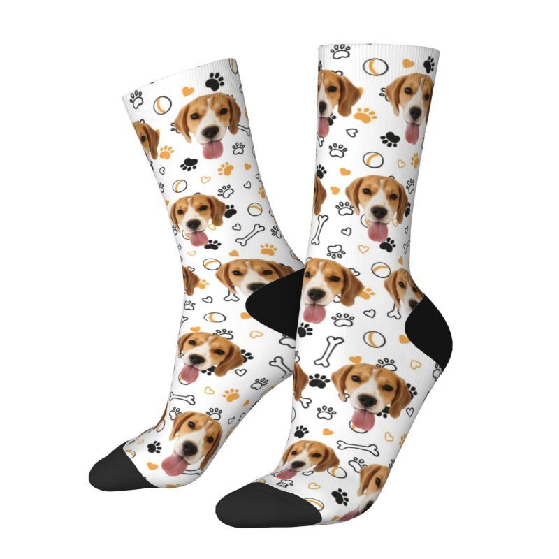 Customized Face Socks Pet Paw and Toy Print Gifts for Pet Lovers