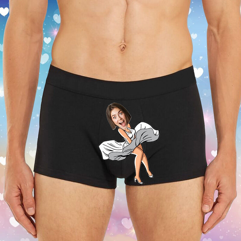 Personalized Photo Men's Underwear Boxer Briefs with Beautiful Girl Pattern Perfect Valentine's Day Gift