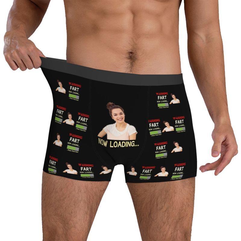 Personalized Photo Men's Underwear Boxer Briefs Funny Gift for Boy Friend "Now Loading"