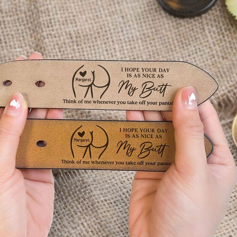 Personalized Engraved Leather Belt Add Name Funny Butt Unique Gift for Husband