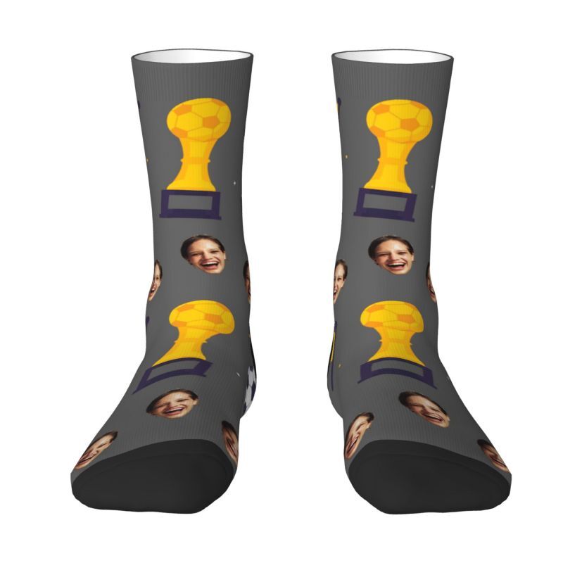Custom Face Socks with Football Pattern Can Add Photos for Friends