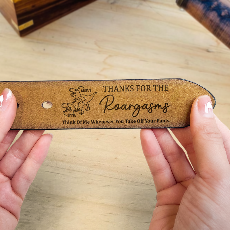 Personalized Belt with Funny Dinosaur Couple Pattern Valentine's Day Gift for Husband