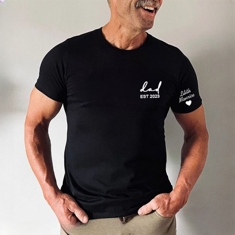 Personalized T-shirt with Custom Name and Date for Best Father