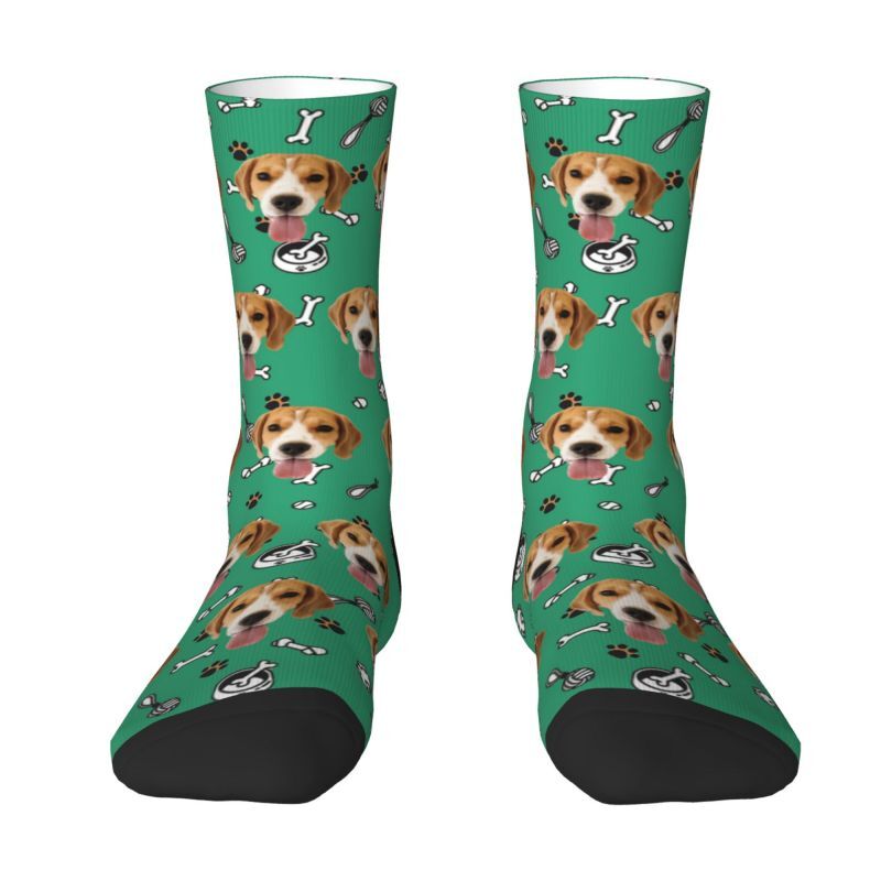 Customized Face Socks Pet Paw and Toy Print Gifts for Pet Lovers