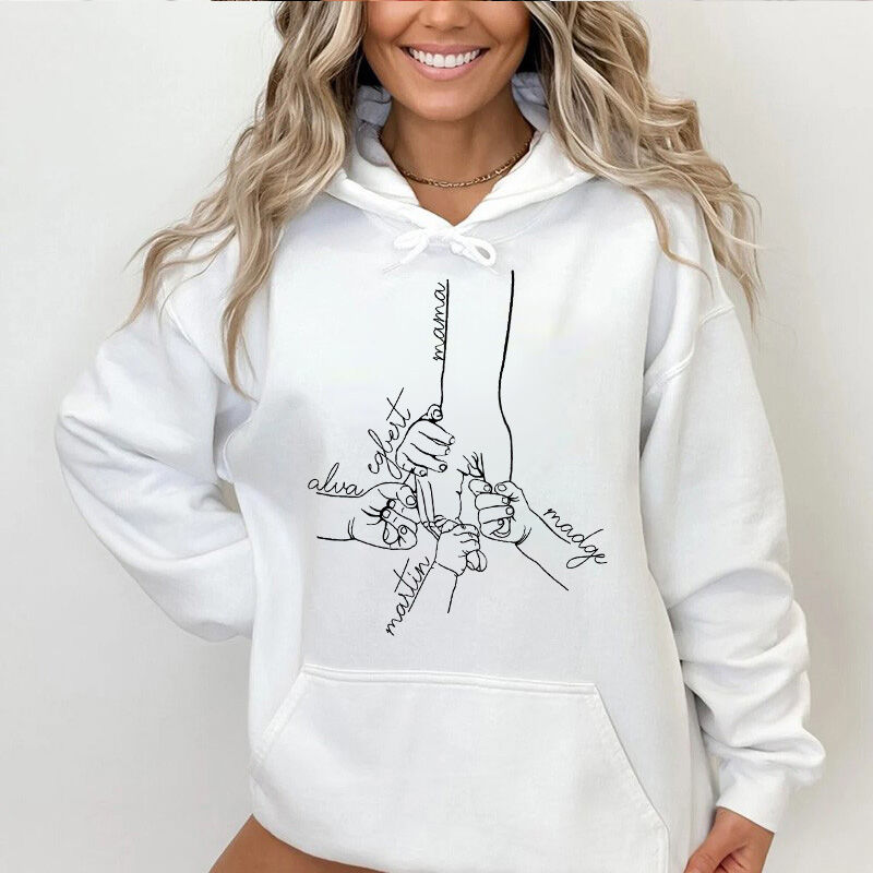 Personalized Hoodie Hold Your Hand with Custom Name for Best Mom