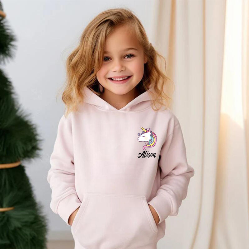Personalized Kids Hoodie With Custom Name And Unicorn Pattern Children's Gifts