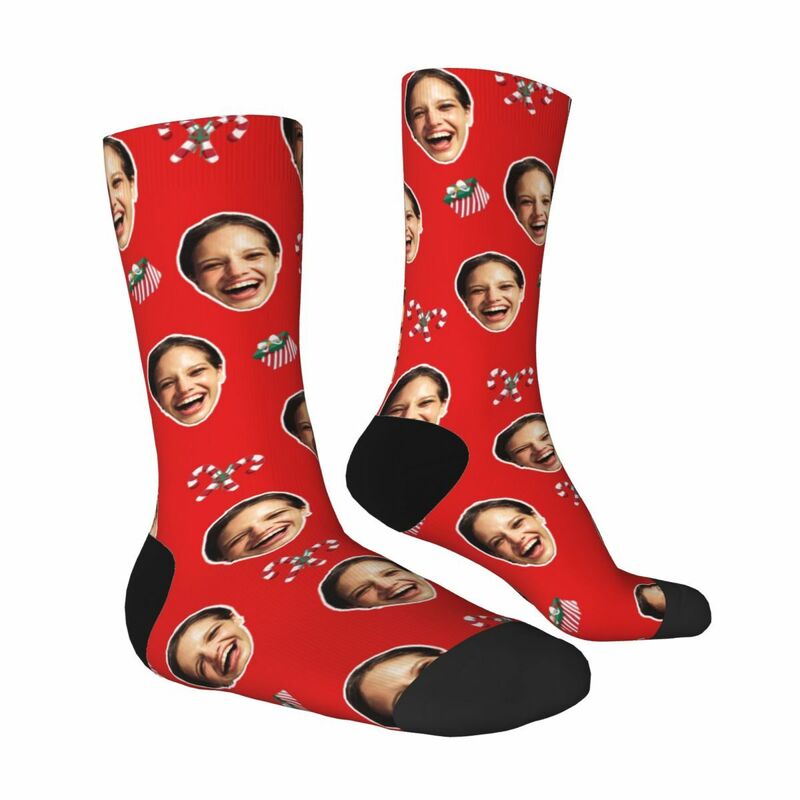 Personalized Christmas Face Socks Holiday Red Socks Gifts for Loved One