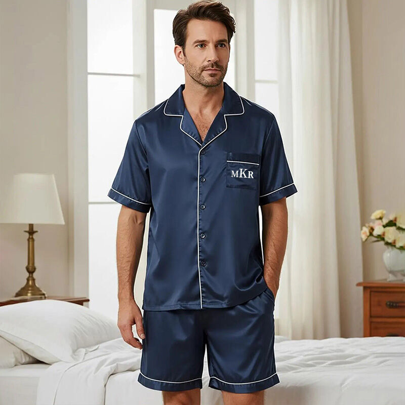 Personalized Embroidered Pajama Set with Custom Letter Perfect Gift for Him