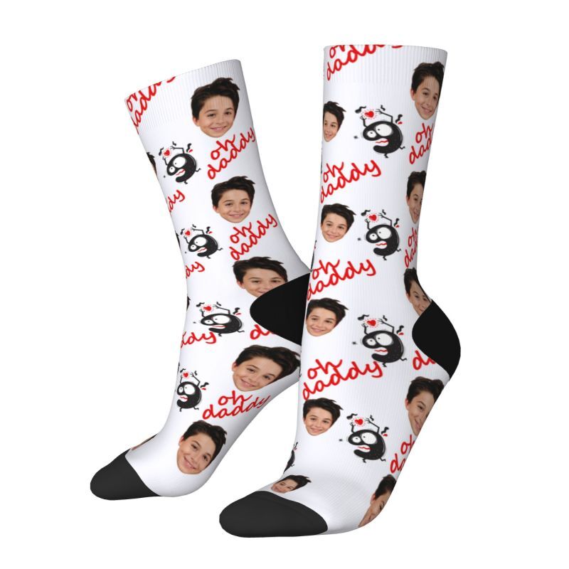 Customizable Face Socks with Monster Printed Add Child’s Photo for Dad