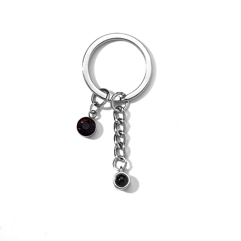Personalized Birthstone Photo Projection Keychain