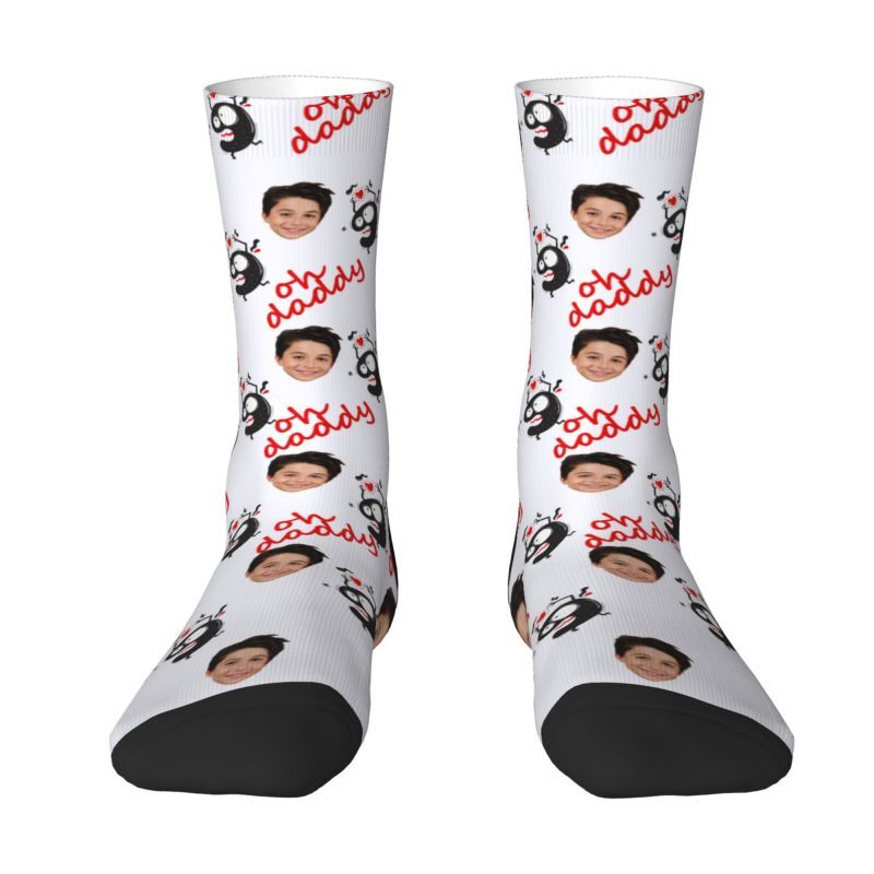 Customizable Face Socks with Monster Printed Add Child’s Photo for Dad
