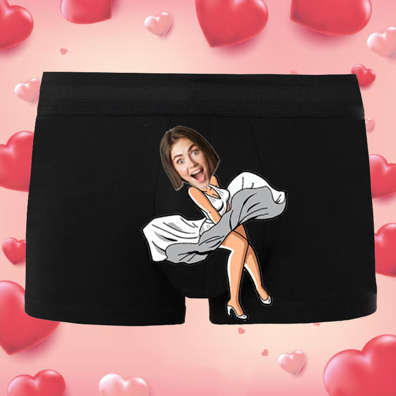 Personalized Photo Men's Underwear Boxer Briefs with Beautiful Girl Pattern Perfect Valentine's Day Gift