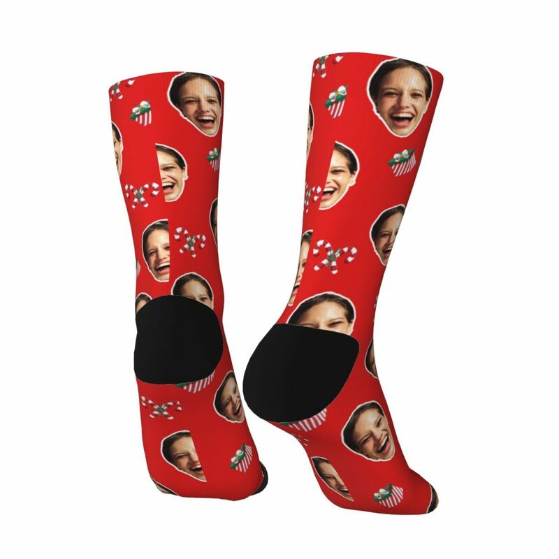 Personalized Christmas Face Socks Holiday Red Socks Gifts for Loved One