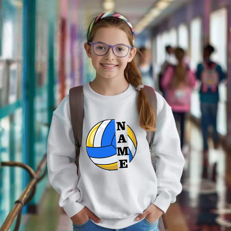 Personalized Children's Sweatshirts With Custom Name Tags And Volleyball Graphics For Sports Fanatics