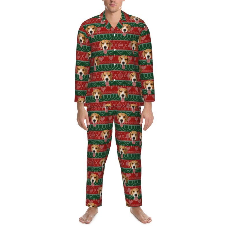 Personalized Pajamas Custom Pet Photo Classic Christmas Color Design Attractive Gift for Family