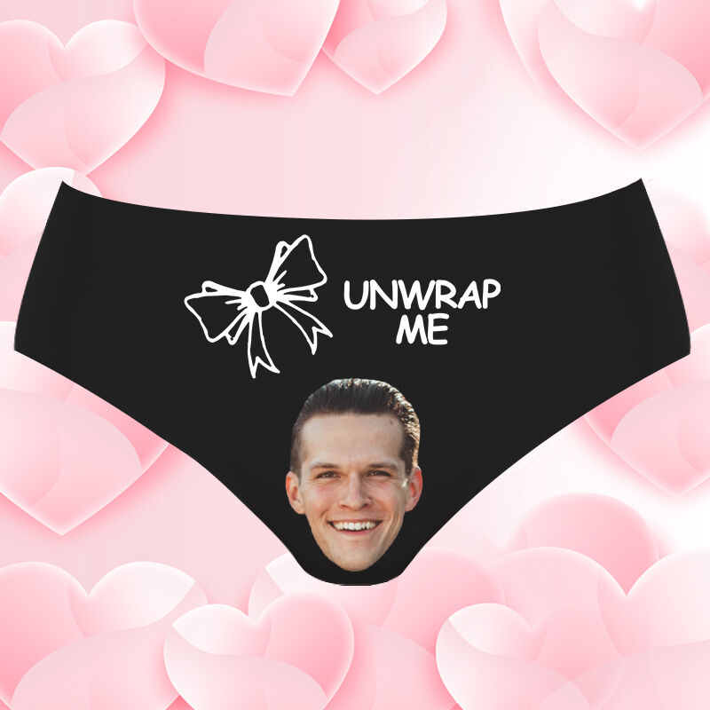 Personalized Photo Women's Underwear Funny Gift for Valentine's Day "Unwrap Me"
