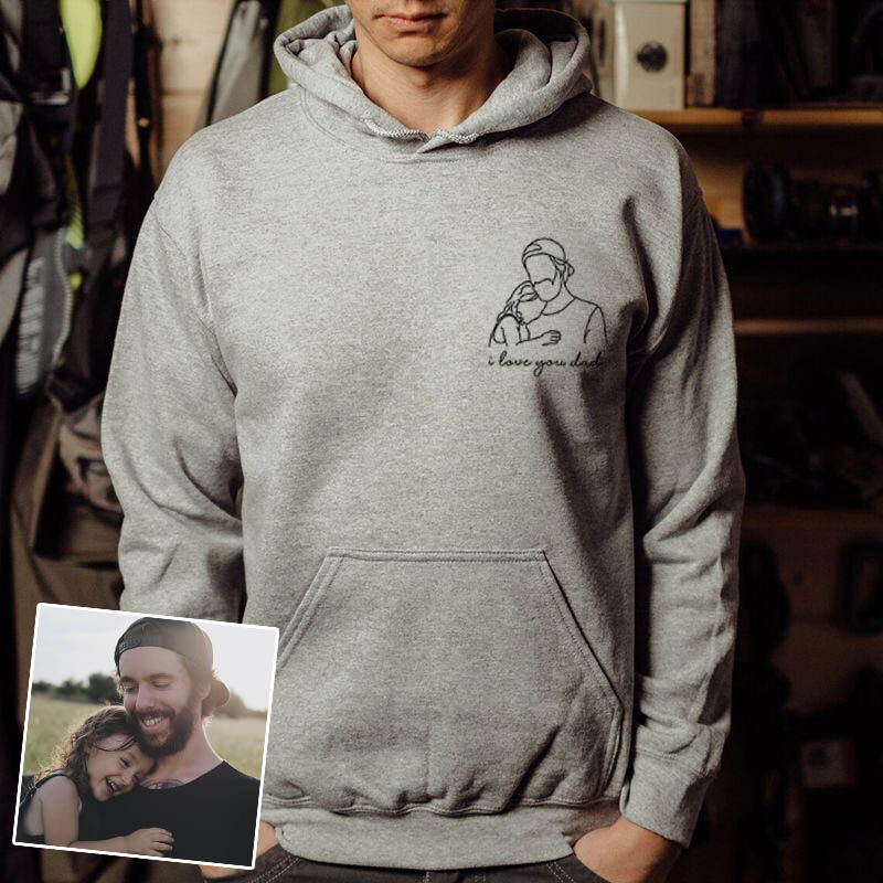 Personalized Hoodie Elaborate Line Design Picture with Custom Text for Best Dad
