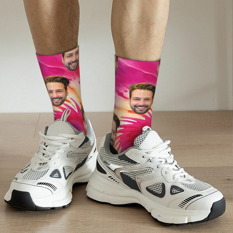 Custom Face Socks Tie Dye Swirl Style Mid-calf Socks