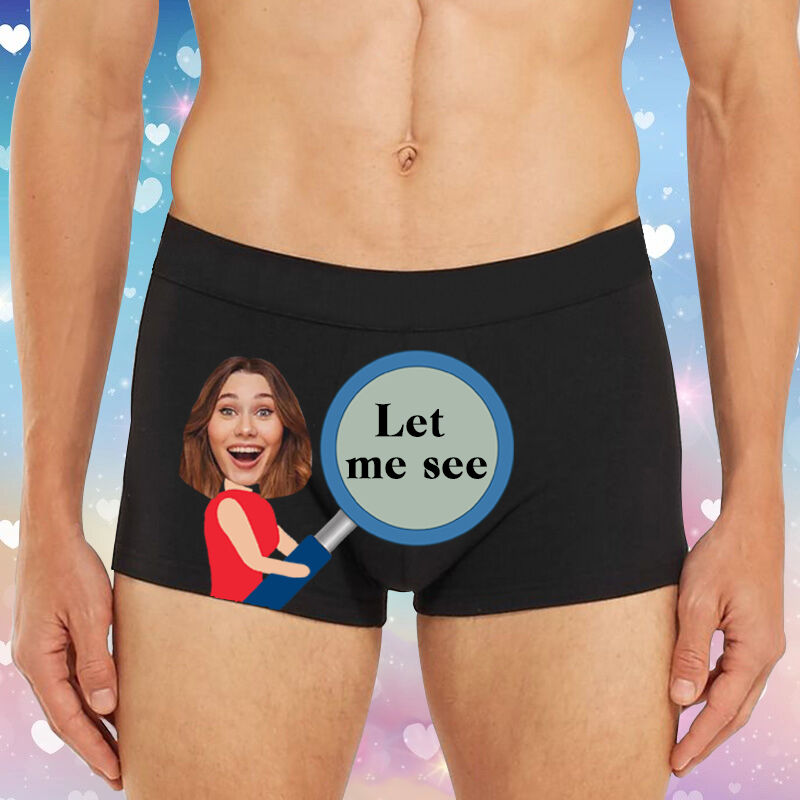 Personalized Photo Men's Underwear Boxer Briefs Creative Present for Husband "Let Me See"