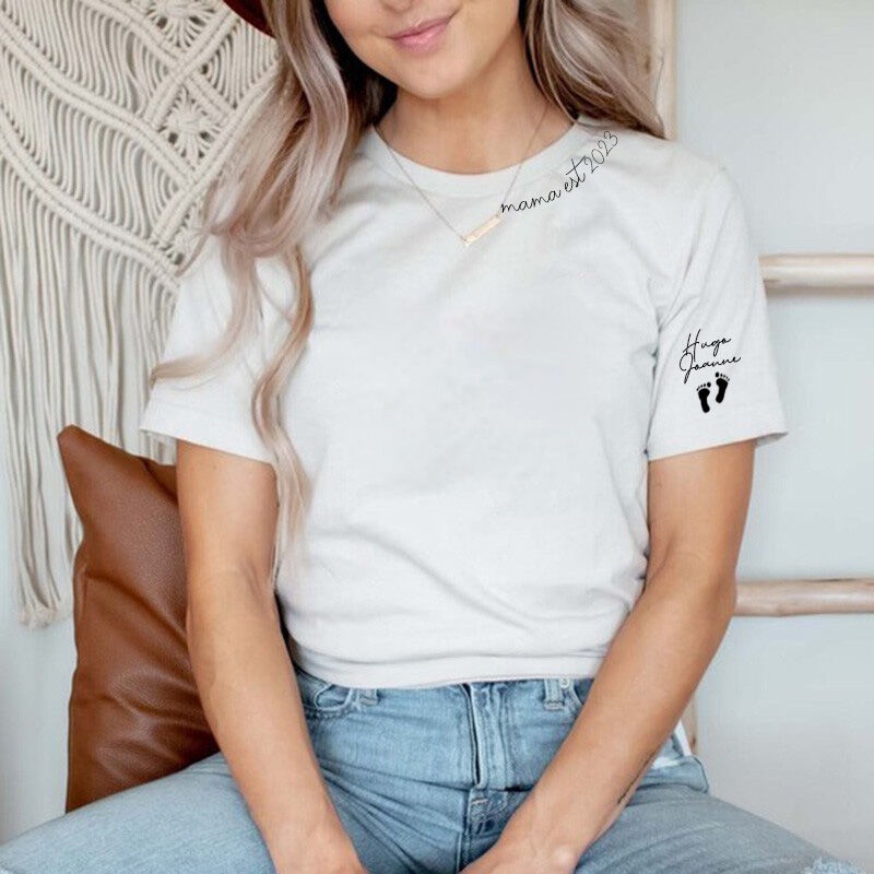 Personalized Mama T-shirt with Custom Name and Date for Mom