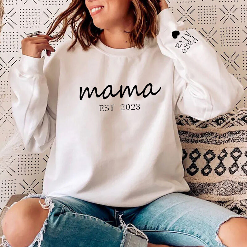 Personalized Mama Sweatshirt with Custom Name and Date for Mother's Day