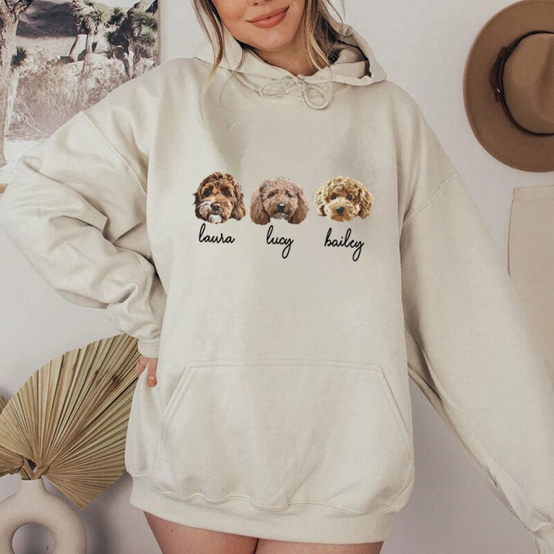 Personalized Hoodie with Custom Pet Headshot and Name for Pet Lover