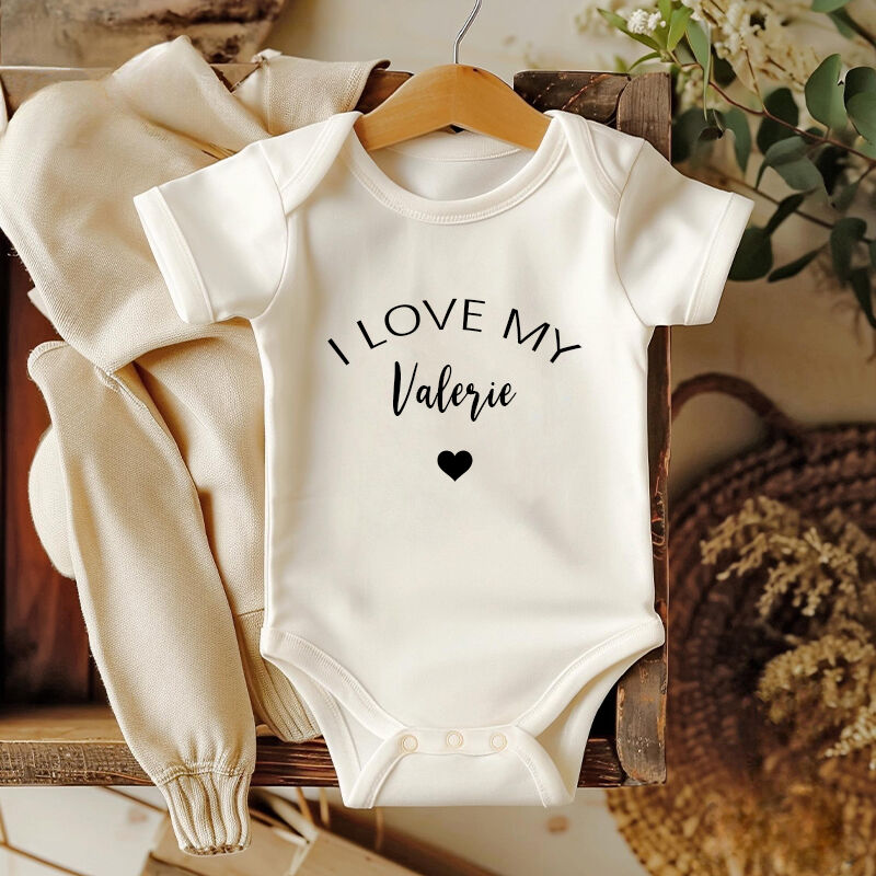 Personalized Baby Onesie I Love My Baby Custom Name Simple Warm Design Perfect Baby Shower New Mom Gift