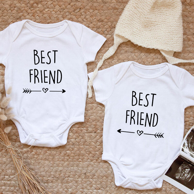 Personalized Baby Onesie Best Friends Arrow Twins Design Creative Baby Shower Gift for Kid Siblings