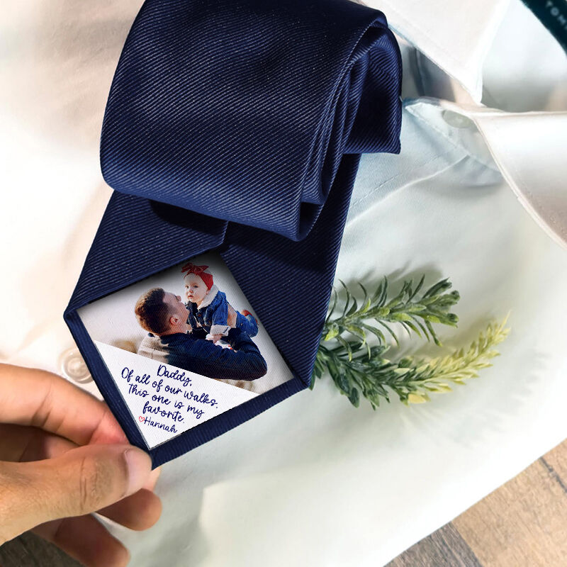 Custom Picture Tie with Custom Text Creative Gift for Father's Day