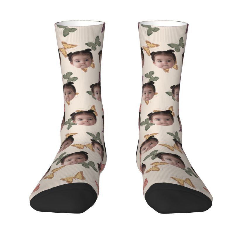 Customized Face Socks 3D Printed with Photos of Kids Gift for Mom