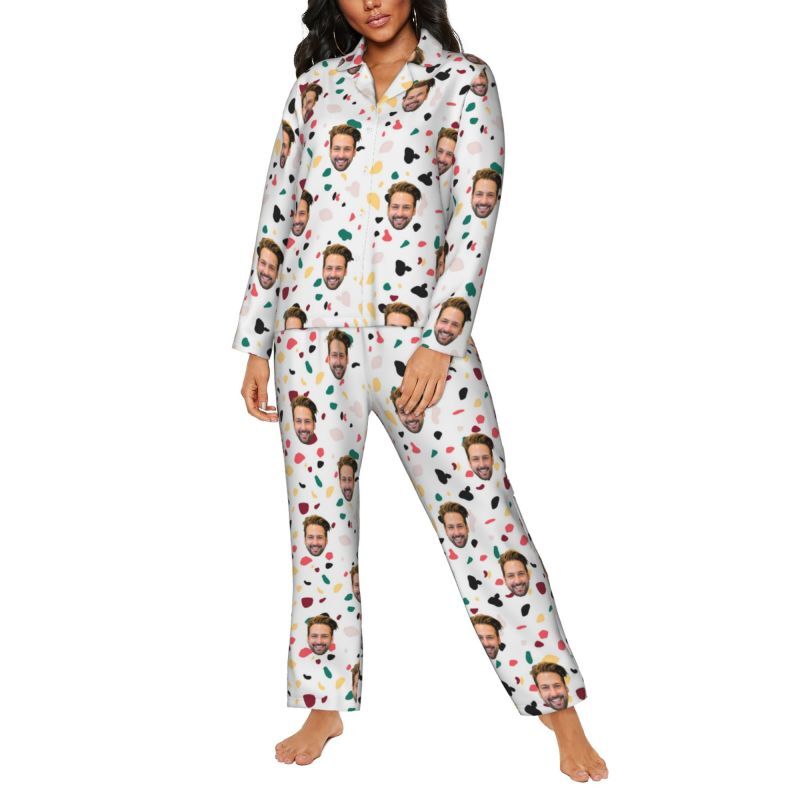 Personalized Pajamas Custom Photo Colorful Fragments Artistic Pattern Design Gift for Family
