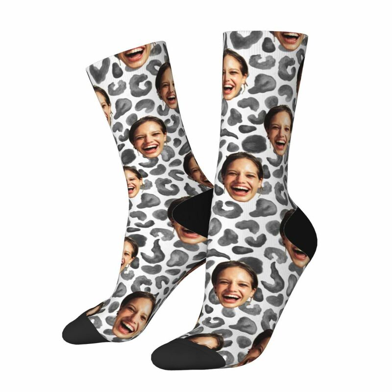 Personalized Face Socks with Cow Pattern as a Gift for Friends