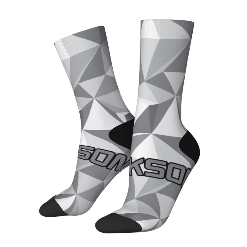 Customized Name Socks Grey Geometric Pattern Suitable Gift for Men