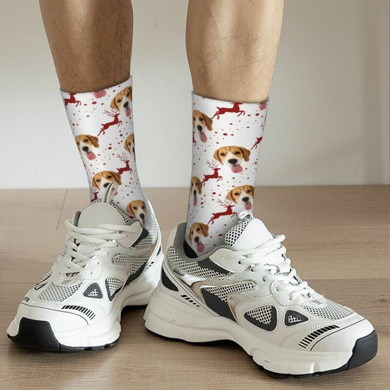 Custom Face Socks with Elk Pattern Add Pet Photo Christmas Gift for Pet Owners