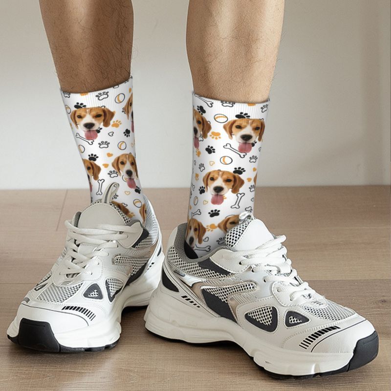 Customized Face Socks Pet Paw and Toy Print Gifts for Pet Lovers