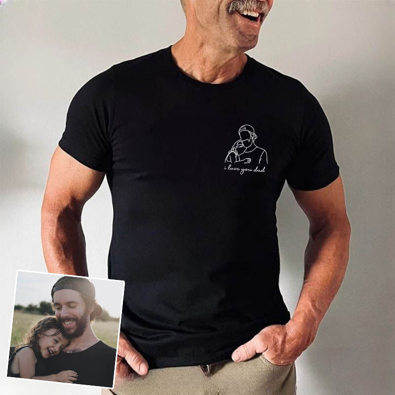Personalized T-shirt Elaborate Line Design Picture with Custom Text for Best Dad