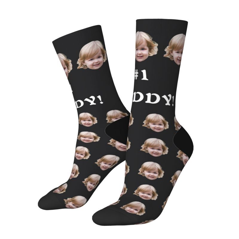 Personalized Face Socks with Child Photos Added as a Father's Day Gift